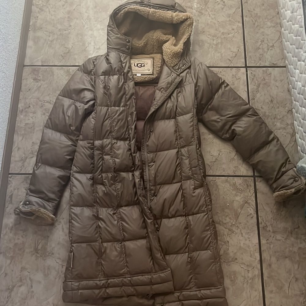 UGG Australia long brown puffer coat